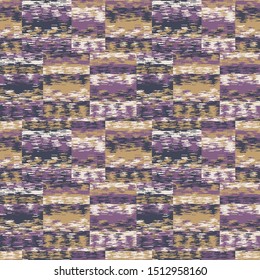 Spliced stripe geometric variegated background. Seamless pattern with woven dye broken stripe. Bright gradient textile blend all over print. Trendy digital disrupted line fashion swatch. Purple hue
