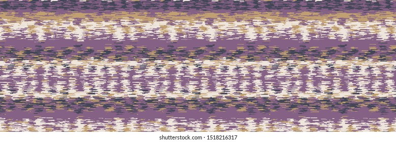Spliced stripe geometric variegated background. Seamless pattern horizontal dye broken line. Boho gradient textile blend all over print. Trendy digital disrupted ethnic fashion swatch. Gold Purple