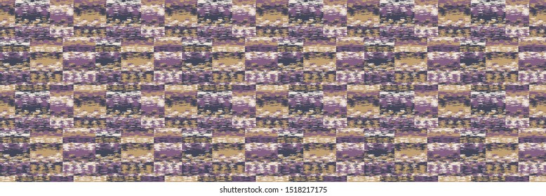 Spliced stripe geometric variegated background. Seamless pattern horizontal dye broken line. Boho gradient textile blend all over print. Trendy digital disrupted ethnic fashion swatch. Gold Purple