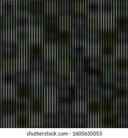 Spliced vector camouflage stripe texture. Variegated mottled background. Seamless camouflage pattern. Modern distorted masculine textile all over print. Green bleed fashion disrupted glitch repeat.