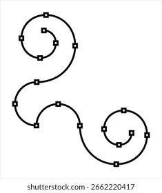 Spline Icon, Geometric Mathematics Drawing Icon Vector Art Illustration