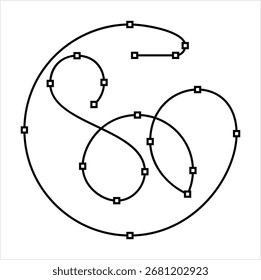 Ícone Spline, Ilustração de arte vetorial do ícone do desenho da matemática geométrica