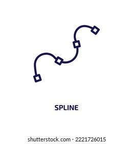 icono de spline de la colección de geometría. Icono de contorno de curva lineal delgada, escalable y bezier aislado en fondo blanco. Signo de spline vectorial de línea, símbolo para web y móvil