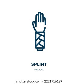 Splint icon. Linear vector illustration from medical collection. Outline splint icon vector. Thin line symbol for use on web and mobile apps, logo, print media.