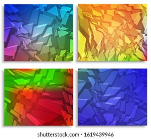 Splinters. Chaotic Pattern With Colorful Pieces. Multi Colored Backgrounds With Glass Or Stone Scattered Fragments. Modern Vector Illustrations Collection For Business, Wrapping Paper, Textile Print.