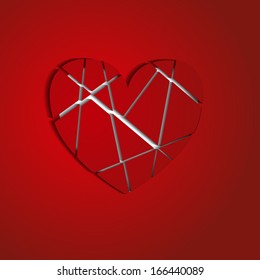 splinters of paper red heart