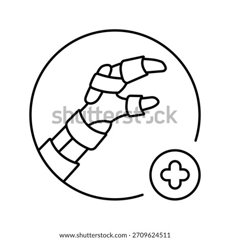 splinting limb first aid line icon vector. splinting limb first aid sign. isolated contour symbol black illustration