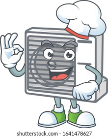 Split air conditioner cartoon character in a chef dress and white hat