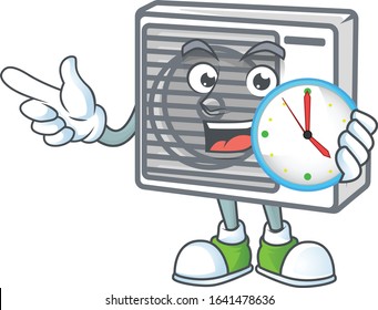 Split air conditioner cartoon character style with a clock