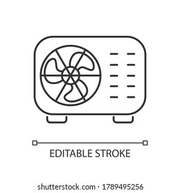 Split Air Conditioner Linear Icon. Interior Environment Refrigeration System Thin Line Customizable Illustration. Contour Symbol. Mini Split AC Vector Isolated Outline Drawing. Editable Stroke