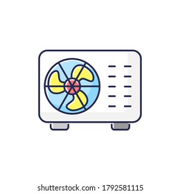 Split Air Conditioner RGB Color Icon. Interior Environment Refrigeration System. Domestic Cooling Or Heating Appliance. Mini Split AC Isolated Vector Illustration