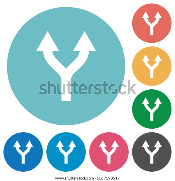 Split arrows up flat white icons on round
color backgrounds