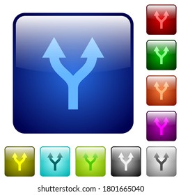 Split arrows up icons in rounded square color glossy button set