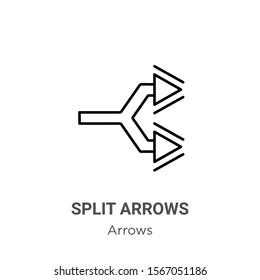 Split arrows outline vector icon. Thin line black split arrows icon, flat vector simple element illustration from editable arrows concept isolated on white background