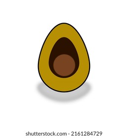 Split avocado fruit icon, vector illustration on a white background, premium image quality.