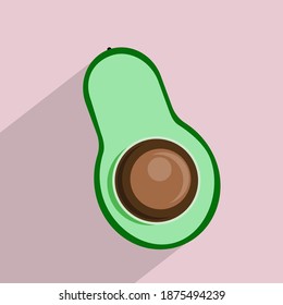 The split Avocado vector design isolated on pink background