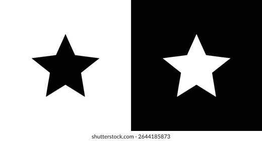 Split background showcasing a black star on a white backdrop and a white star on a black backdrop, simple symmetrical illustration, perfect for graphic design.