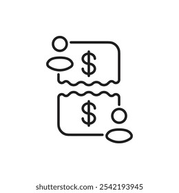 Ícone Dividir Lista com Duas Setas, Representando Pagamentos Divididos, Despesas Compartilhadas e Soluções de Pagamento em Grupo