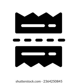 Split bill solid icon. Exchange broken Bill Paper Logo. Financial charges and Taxation Symbol. For mobile concept and web. Vector illustration design on white background. EPS 10