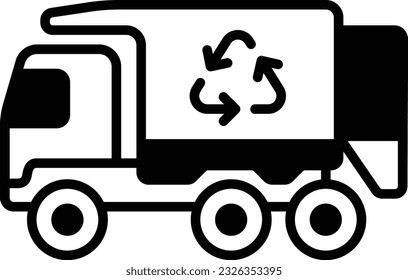 Split Body Rear Load Garbage Trucks concept, Waste or Direct Collection Vehicle vector icon design, Housekeeping symbol, Office caretaker sign, porter or cleanser equipment stock illustration