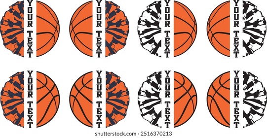 Split Cheer Basketball Balls, Basketball Clipart, Cheerleader Cut Files