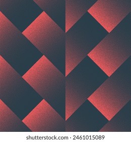 Split Chevron Moderno Patrón Sin Costuras Tendencia Vector Rojo Negro Abstractas Fondo. Ilustración geométrica del arte del medio tono para la impresión textil. Fondo de pantalla de abstracción gráfica repetitiva Punto de trabajo Textura