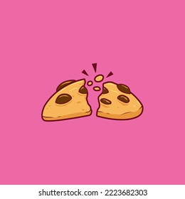 split chocolate chip cookies vector illustration side view