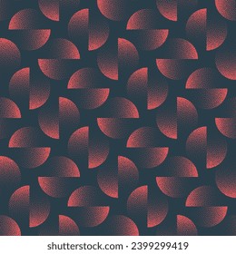 Split Circles in Pale Red Hues Seamless Pattern Trend Vector Abstract Background. Mod Graphic Art Faded Color for Wallpaper Textile Print and Design. Halftone Elements for Wrapping and Decorative Work