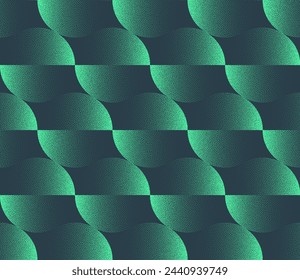 Split Circles Seamless Pattern Trend Vector Vibrant Turquoise Abstract Background. Mint Green Half Tone Art Illustration for Textile. Repetitive Graphic Dynamic Abstraction Wallpaper Dot Work Texture