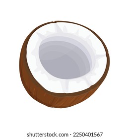 Split the coconut in half. Cartoon coconut icon. Coconut milk.