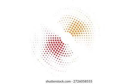 Fondo De Punto De Medio Tono Radial Naranja Y Rojo De Color Dividido Con Ilustración vectorial De Efecto De Gradiente Circular Dual