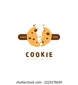 Split cookie logo icon vector