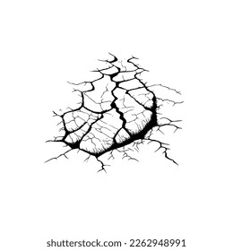 Split, crack and black hole in the wall or on the ground. Damage from natural disasters, earthquakes or drought. Catastrophe after the war.