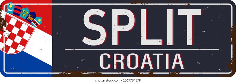 Split, Croatia, road sign vector illustration, road table