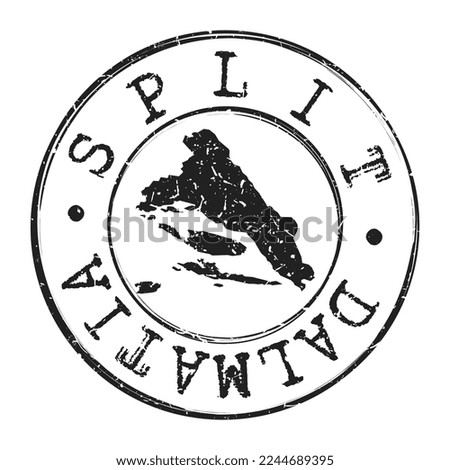 Split, Croatia Silhouette Postal Passport. Stamp Round Vector Icon Map. Design Travel Postmark. 