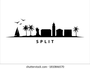 Split Croatia Skyline Landscape Black Shape Silhouette Vector Graphic svg