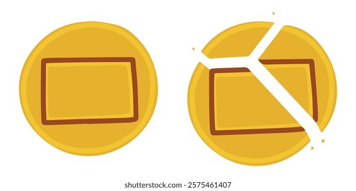 A split dalgona candy set with two oval shapes. Players must carefully navigate this unique design to win the sugar-carving challenge