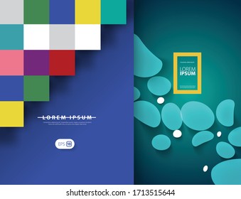 Tapa de diseño dividida. Color de fondo moderno de degradado de color cuadrado y circular. Concepto de diseño creativo mínimo