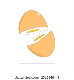 split egg, isolated white background, egg yolk.
vector illustration. the split mature egg