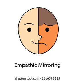 Split face icon showing mirrored emotional expressions to represent emotional empathy and connection.