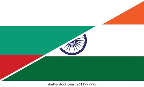 Split flag design combining the national flags of Bulgaria and India