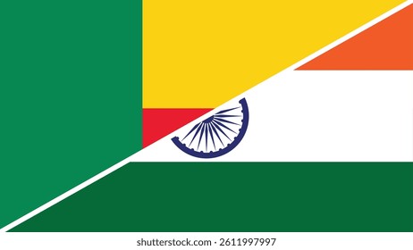 Split flag design combining the national flags of Benin and India