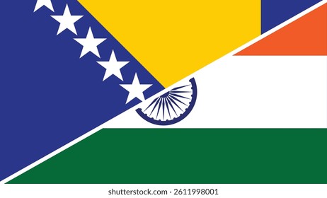 Split flag design combining the national flags of Bosnia and Herzegovina and India