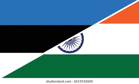 Split flag design combining the national flags of Estonia and India