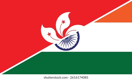 Split flag design combining the national flags of Hong Kong and India