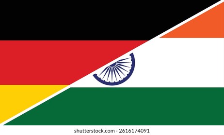 Split flag design combining the national flags of Germany and India