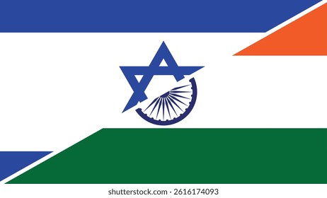 Split flag design combining the national flags of Israel and India