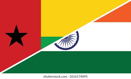 Split flag design combining the national flags of Guinea-Bissau and India