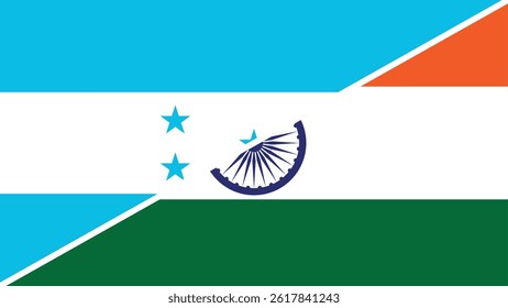Split flag design combining the national flags of Honduras and India