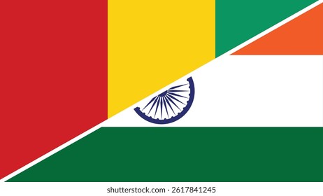 Split flag design combining the national flags of Guinea and India